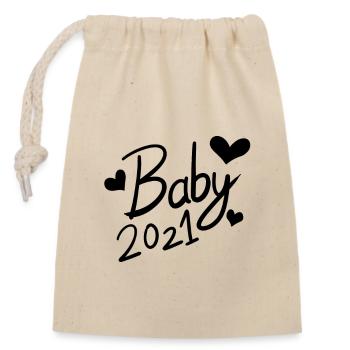 Baby 2021 - Verschließbarer Geschenkbeutel aus Baumwolle (14x20cm) - Natur - Vorne