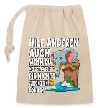 Hilf Anderen - Verschließbarer Geschenkbeutel aus Baumwolle (14x20cm) - Natur - Vorne