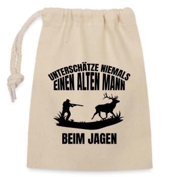 Chasse vieux chasseur sort grand-père chasse père papa - Sac cadeau en coton avec cordon (14 x 20 cm) - nature - Devant