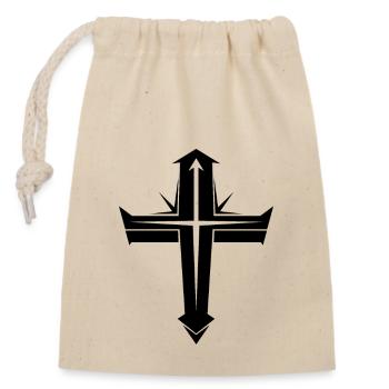 Croix chrétienne - Sac cadeau en coton avec cordon (14 x 20 cm) - nature - Devant