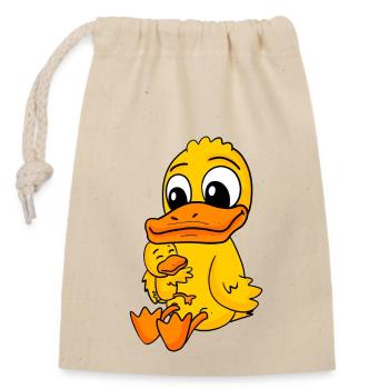 Canard famille - Canard avec bébé - Canard - Sac cadeau en coton avec cordon (14 x 20 cm) - nature - Devant
