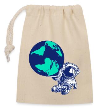 Globe terrestre astronaute Espace Galaxie Système solaire - Sac cadeau en coton avec cordon (14 x 20 cm) - nature - Devant