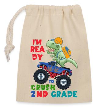 Ready to Crush 2nd Grade Dinosaur Monster Truck - Closable cotton gift bag (14x20cm) - nature - Front