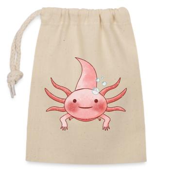 kleines nettes Axolotl für Kinder und Erwachsene - Verschließbarer Geschenkbeutel aus Baumwolle (14x20cm) - Natur - Vorne