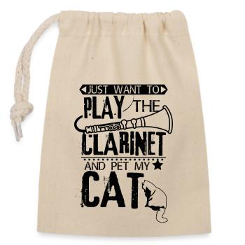 Clarinette chat - Sac cadeau en coton avec cordon (14 x 20 cm) - nature - Devant