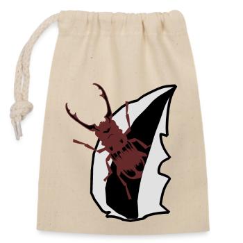 Hirschkäfer Insekt Insekten Geweih Natur Kind - Verschließbarer Geschenkbeutel aus Baumwolle (14x20cm) - Natur - Vorne