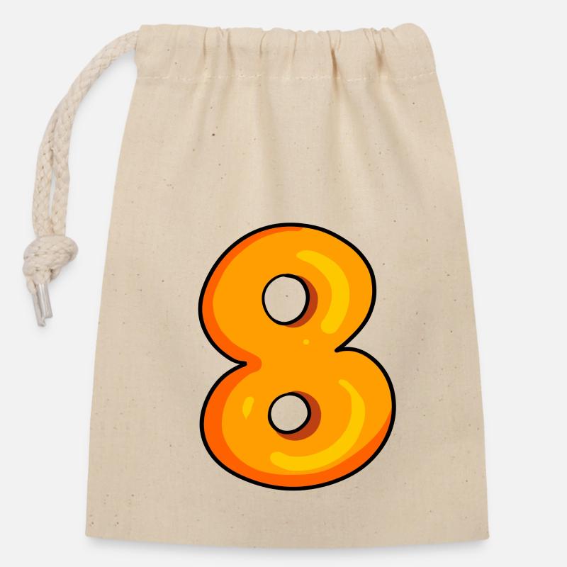 Numéro 8 - Numéro 8 - Sac cadeau en coton avec cordon (14 x 20 cm) - nature