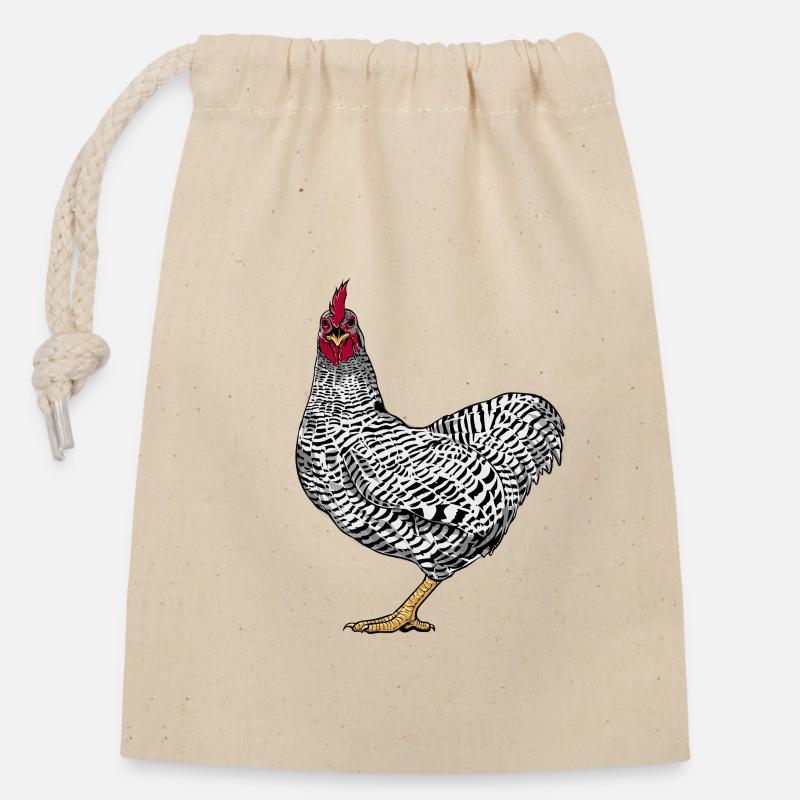 Amrock Huhn - Verschließbarer Geschenkbeutel aus Baumwolle (14x20cm) - Natur