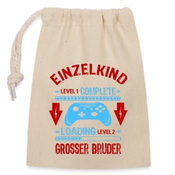 Einzelkind Complete - Loading Großer Bruder - Verschließbarer Geschenkbeutel aus Baumwolle (14x20cm) - Natur - Vorne