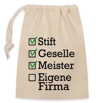 Stift Geselle Meister - Verschließbarer Geschenkbeutel aus Baumwolle (14x20cm) - Natur - Vorne