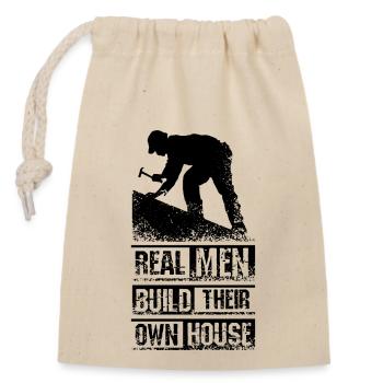 Men Builder - Closable cotton gift bag (14x20cm) - nature - Front