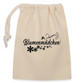 Blumenmädchen schwarze Blumen - Verschließbarer Geschenkbeutel aus Baumwolle (14x20cm) - Natur - Vorne