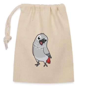 Kawaii Grey Parrot - Closable cotton gift bag (14x20cm) - nature - Front