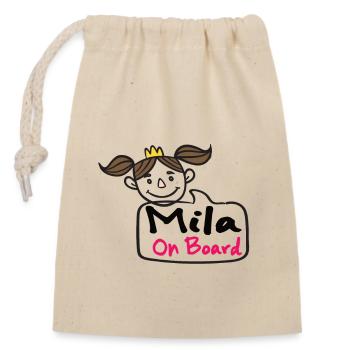 Mila à bord - Sac cadeau en coton avec cordon (14 x 20 cm) - nature - Devant