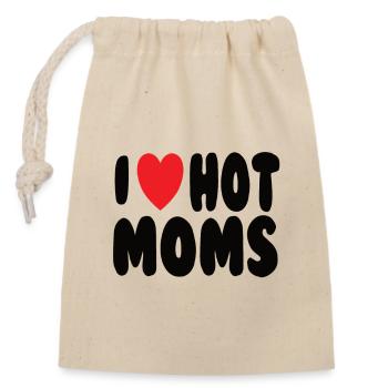 I Love Hot Moms - Verschließbarer Geschenkbeutel aus Baumwolle (14x20cm) - Natur - Vorne