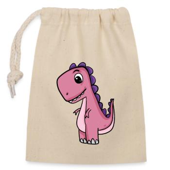 Dino Motif - Closable cotton gift bag (14x20cm) - nature - Front
