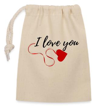 I love you - Verschließbarer Geschenkbeutel aus Baumwolle (14x20cm) - Natur - Vorne