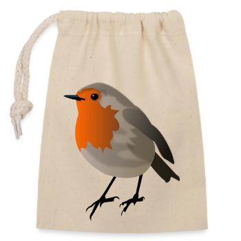 robin - Closable cotton gift bag (14x20cm) - nature - Front