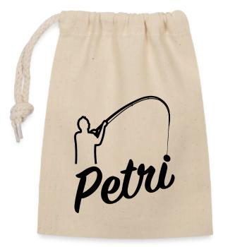 Petri Heil Angeln Fisch Drill Angelrute Angler - Verschließbarer Geschenkbeutel aus Baumwolle (14x20cm) - Natur - Vorne
