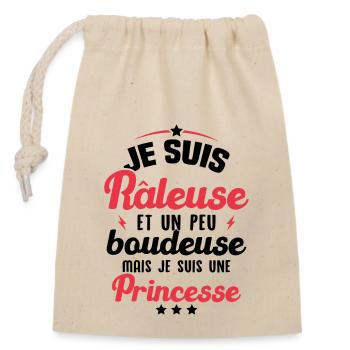 Un peu boudeuse mais je suis une princesse - Sac cadeau en coton avec cordon (14 x 20 cm) - nature - Devant