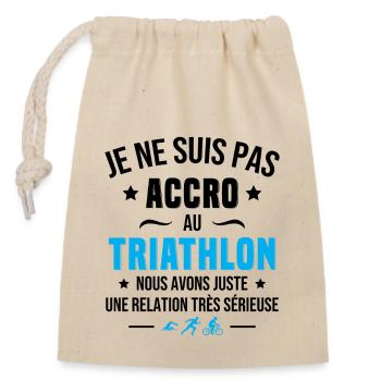 Je ne suis pas accro au triathlon humour cadeau - Sac cadeau en coton avec cordon (14 x 20 cm) - nature - Devant