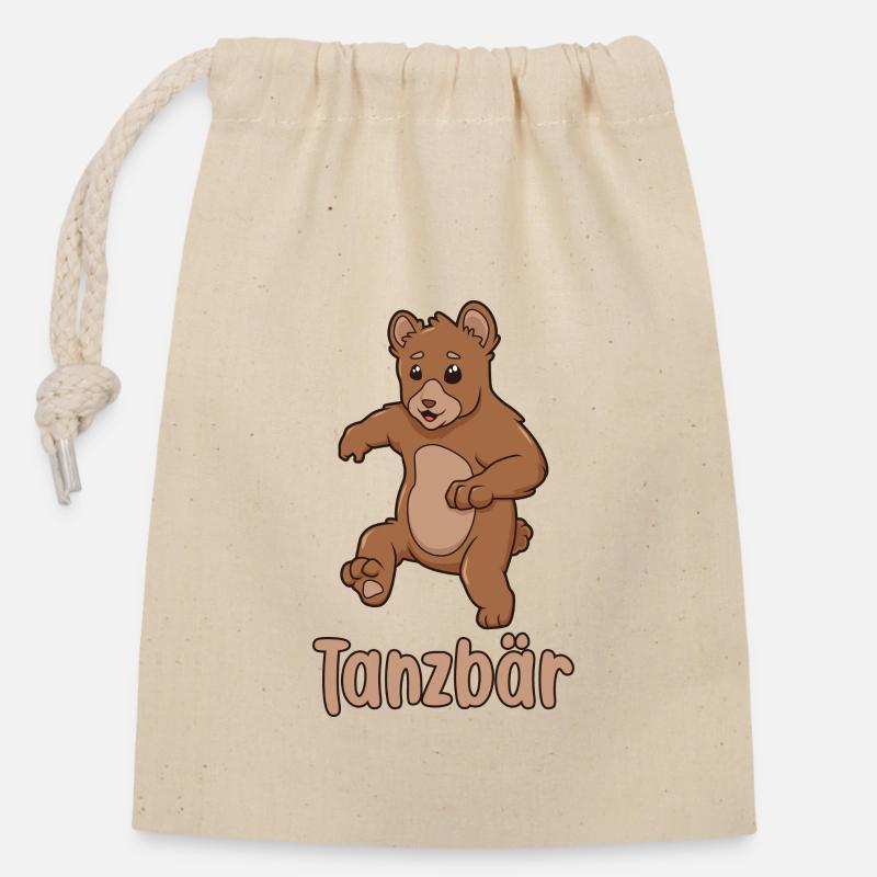 Tanzbär - Verschließbarer Geschenkbeutel aus Baumwolle (14x20cm) - Natur