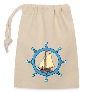 Maritim Grim Reaper Sailor Sailing Ship Steering Wheel - Closable cotton gift bag (14x20cm) - nature - Front