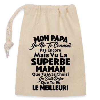 Mon Papa Je Te Connais Pas Encore Cadeau Grossesse - Sac cadeau en coton avec cordon (14 x 20 cm) - nature - Devant