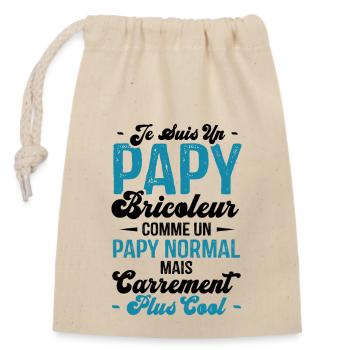 Papy bricoleur comme un papy normal - Sac cadeau en coton avec cordon (14 x 20 cm) - nature - Devant