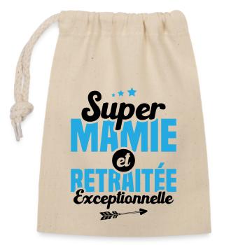 Super mamie et retraitée exceptionnelle - Sac cadeau en coton avec cordon (14 x 20 cm) - nature - Devant