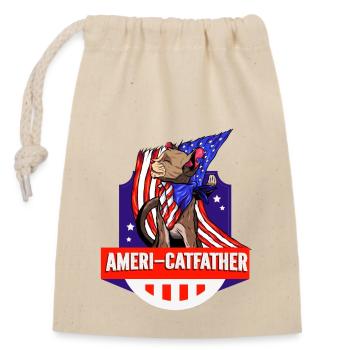 Ameri-catfather July 4 Independence Day - Closable cotton gift bag (14x20cm) - nature - Front