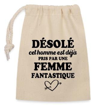 Cet Homme est déjà Pris par Une Femme Fantastique - Sac cadeau en coton avec cordon (14 x 20 cm) - nature - Devant