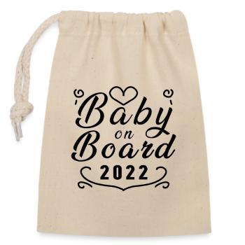 Baby 2022 - Birth Pregnant 2022 - Closable cotton gift bag (14x20cm) - nature - Front