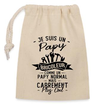 Papy bricoleur comme un papy normal - Sac cadeau en coton avec cordon (14 x 20 cm) - nature - Devant