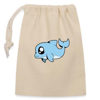 Kawaii Porpoise - Closable cotton gift bag (14x20cm) - nature - Front