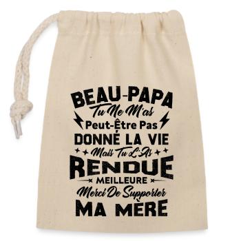 Homme Idée Cadeau Fête Des Pères Pour Un Beau Père - Sac cadeau en coton avec cordon (14 x 20 cm) - nature - Devant