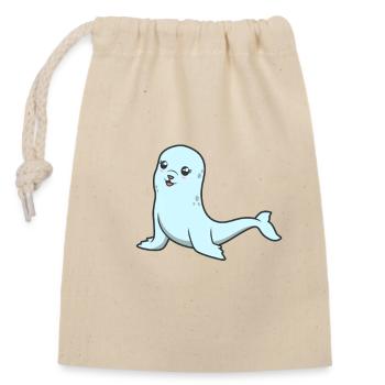Kawaii Grey Seal - Closable cotton gift bag (14x20cm) - nature - Front