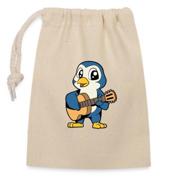 Comic Pinguin spielt Gitarre - Verschließbarer Geschenkbeutel aus Baumwolle (14x20cm) - Natur - Vorne