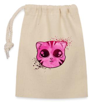 Mignon chat Kawaii - Sac cadeau en coton avec cordon (14 x 20 cm) - nature - Devant