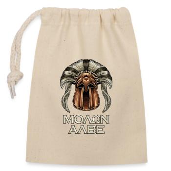 Korinthischer Helm - Molon Labe - Verschließbarer Geschenkbeutel aus Baumwolle (14x20cm) - Natur - Vorne