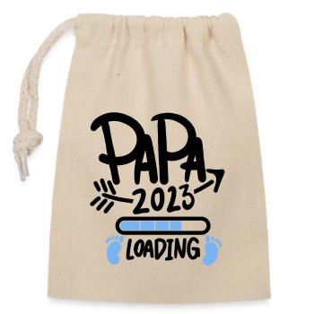 Père 2023 - Papa 2023 - Devenez papa - Sac cadeau en coton avec cordon (14 x 20 cm) - nature - Devant