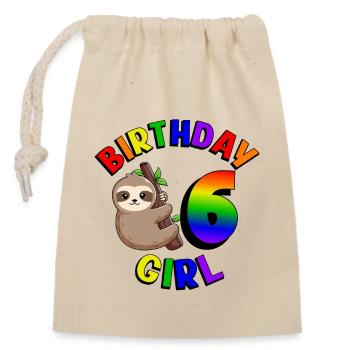 Geburtstag 6 Mädchen Niedliches Baby Faultier - Verschließbarer Geschenkbeutel aus Baumwolle (14x20cm) - Natur - Vorne