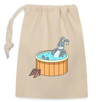 Hase im Hot Tub - Verschließbarer Geschenkbeutel aus Baumwolle (14x20cm) - Natur - Vorne