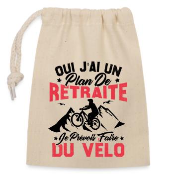 J'ai un plan de retraite je prévois faire du vélo - Sac cadeau en coton avec cordon (14 x 20 cm) - nature - Devant