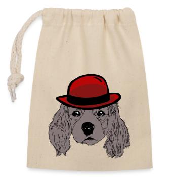Hundekopf Gentleman Hunde Hundeliebhaber Kinder - Verschließbarer Geschenkbeutel aus Baumwolle (14x20cm) - Natur - Vorne