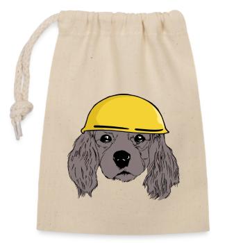 Dog Head Casque de sécurité de chien Chantier de construction Emploi commercial - Sac cadeau en coton avec cordon (14 x 20 cm) - nature - Devant