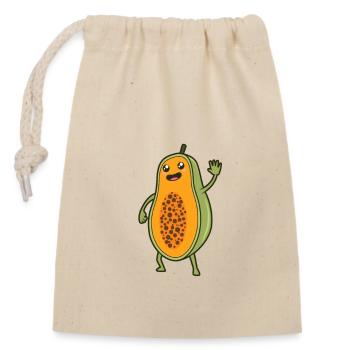 Kawaii Comic Papaya - Sac cadeau en coton avec cordon (14 x 20 cm) - nature - Devant