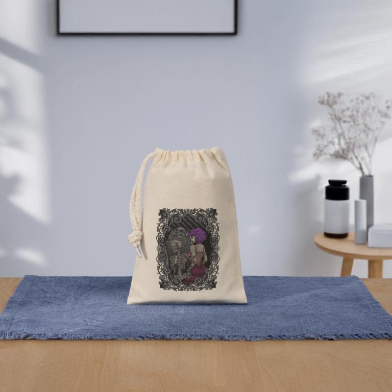 Skeleton mirror image - dead inside - Gothic Closable cotton gift bag (14x20cm)