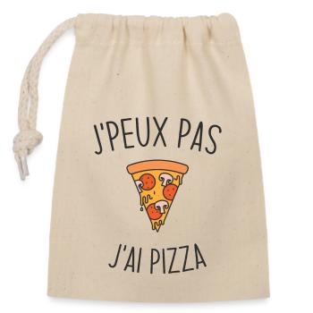 Je peux pas j'ai pizza - Sac cadeau en coton avec cordon (14 x 20 cm) - nature - Devant