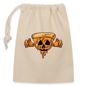 Pizza slice - Closable cotton gift bag (14x20cm) - nature - Front